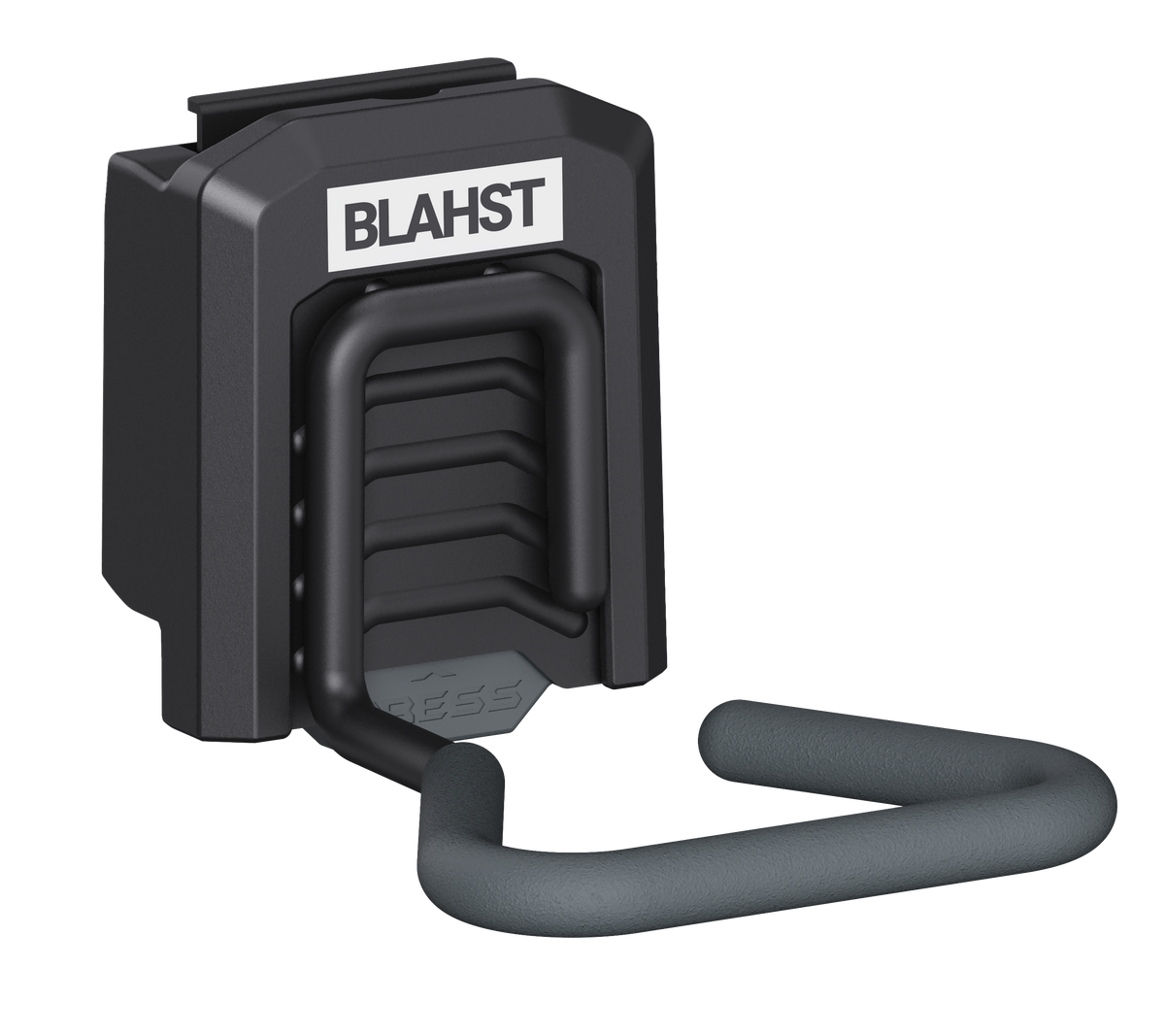 BLAHST wall mounted storage hook with a single curved looped arm